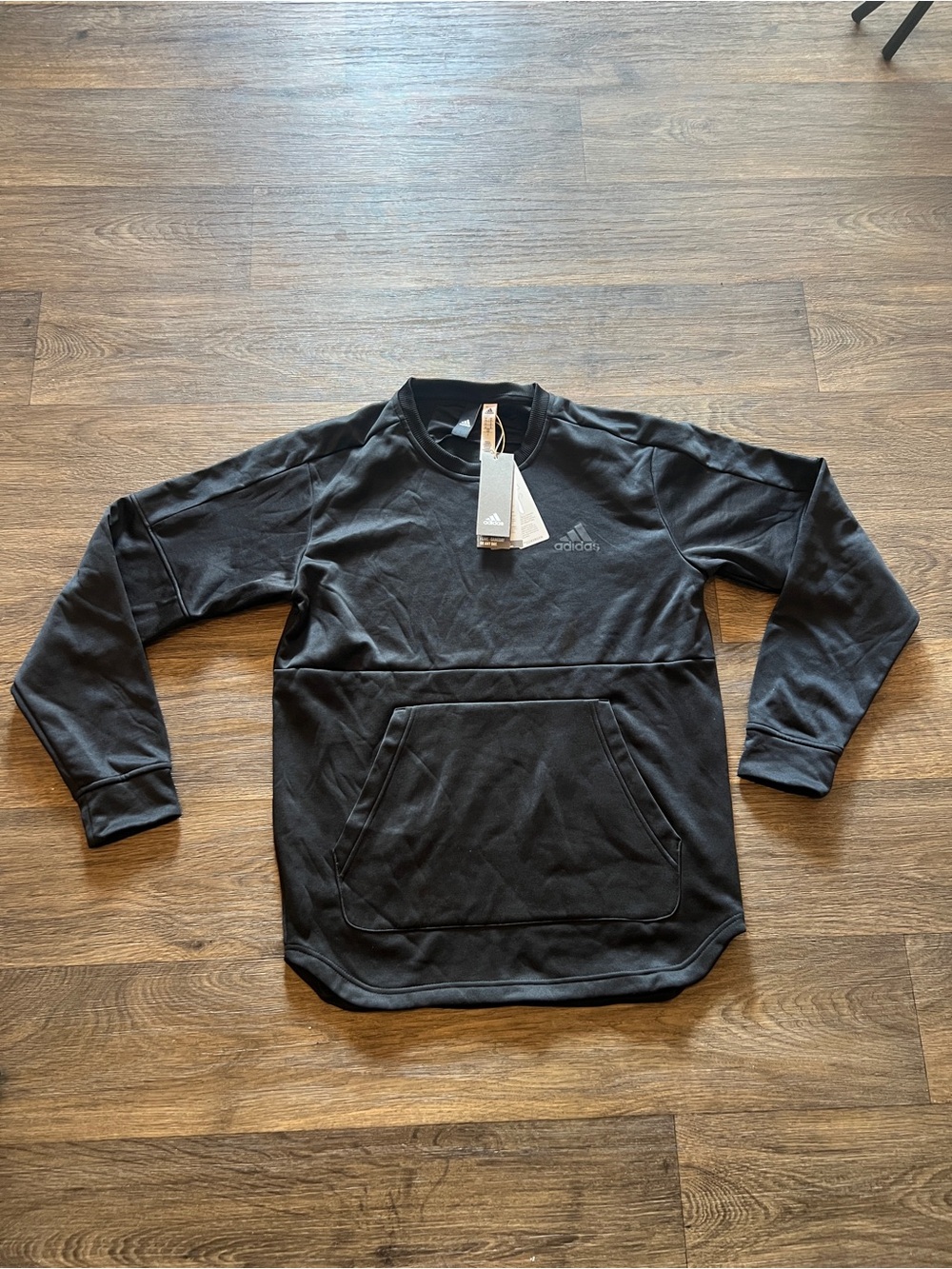 Adidas Men’s Black Pullover Crewneck Sweatshirt Jacket with pockets brand new! M